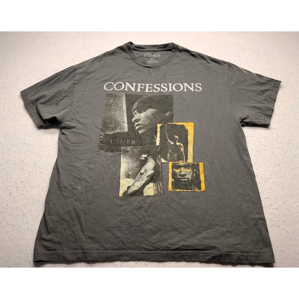 Usher Confessions 2024 Tour Shirt Mens XL Gray Cotton Graphic Concert T-Shirt